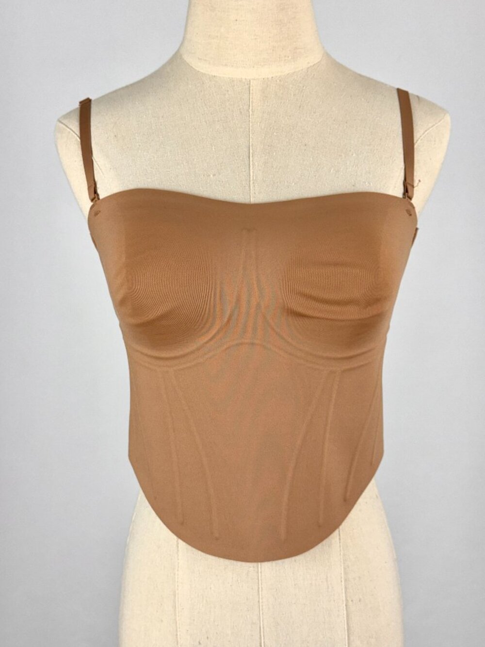 SKIMS Bonded Cropped Corset Tan Sz M Convertible Strapless Sculpting Stretch